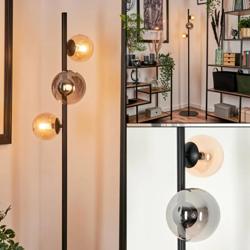 Suspension Verre Fumé-hofstein Lampadaire - Verre 10 cm, 12 cm Remaisnil Ambre, Fumé, 3 lumières