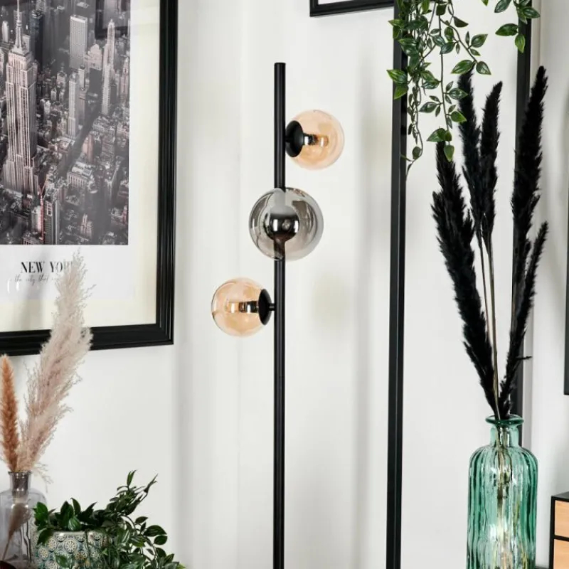 Suspension Verre Fumé-hofstein Lampadaire - Verre 10 cm, 12 cm Remaisnil Ambre, Fumé, 3 lumières