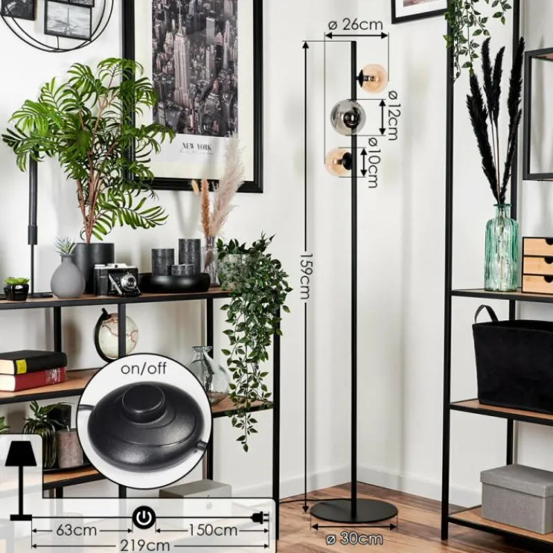 Suspension Verre Fumé-hofstein Lampadaire - Verre 10 cm, 12 cm Remaisnil Ambre, Fumé, 3 lumières