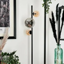 hofstein Lampadaire - Verre 10 cm, 15 cm Remaisnil Ambre, Fumé, 3 lumières