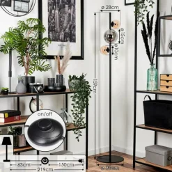 hofstein Lampadaire - Verre 10 cm, 15 cm Remaisnil Ambre, Fumé, 3 lumières