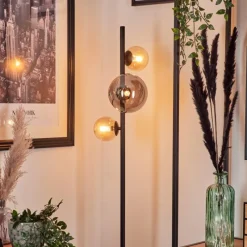 hofstein Lampadaire - Verre 10 cm, 15 cm Remaisnil Ambre, Fumé, 3 lumières