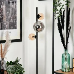 hofstein Lampadaire - Verre 10 cm, 15 cm Remaisnil Ambre, Fumé, 3 lumières