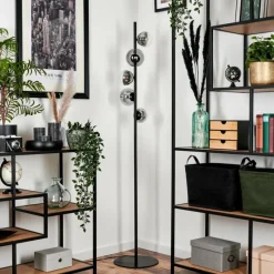 hofstein Lampadaire - Verre 10 cm, 12 cm Remaisnil Clair, Fumé, 5 lumières