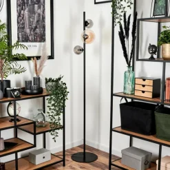 hofstein Lampadaire - Verre 10 cm, 15 cm Remaisnil Ambre, Fumé, 3 lumières