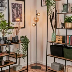 hofstein Lampadaire - Verre 10 cm, 15 cm Remaisnil Ambre, Fumé, 3 lumières