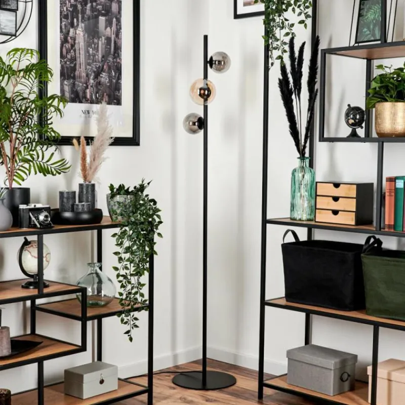 Suspension Verre Fumé-hofstein Lampadaire - Verre 10 cm, 12 cm Remaisnil Ambre, Fumé, 3 lumières