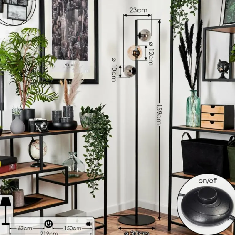 Suspension Verre Fumé-hofstein Lampadaire - Verre 10 cm, 12 cm Remaisnil Ambre, Fumé, 3 lumières