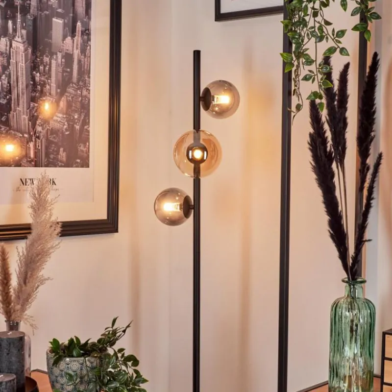 Suspension Verre Fumé-hofstein Lampadaire - Verre 10 cm, 12 cm Remaisnil Ambre, Fumé, 3 lumières