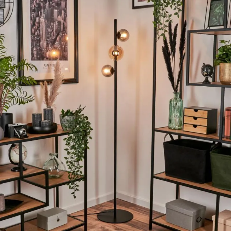 Suspension Verre Fumé-hofstein Lampadaire - Verre 10 cm, 12 cm Remaisnil Ambre, Fumé, 3 lumières