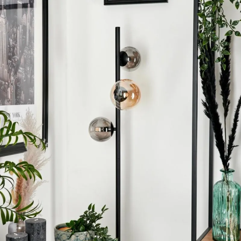 Suspension Verre Fumé-hofstein Lampadaire - Verre 10 cm, 12 cm Remaisnil Ambre, Fumé, 3 lumières