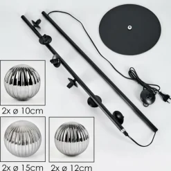 hofstein Lampadaire - Verre 10 cm, 12 cm, 15 cm Remaisnil Fumé, 6 lumières