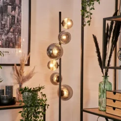 hofstein Lampadaire - Verre 10 cm, 12 cm, 15 cm Remaisnil Fumé, 6 lumières