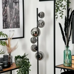 hofstein Lampadaire - Verre 10 cm, 12 cm, 15 cm Remaisnil Fumé, 6 lumières