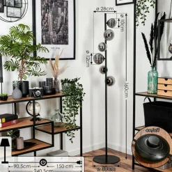 hofstein Lampadaire - Verre 10 cm, 12 cm Remaisnil Fumé, 6 lumières