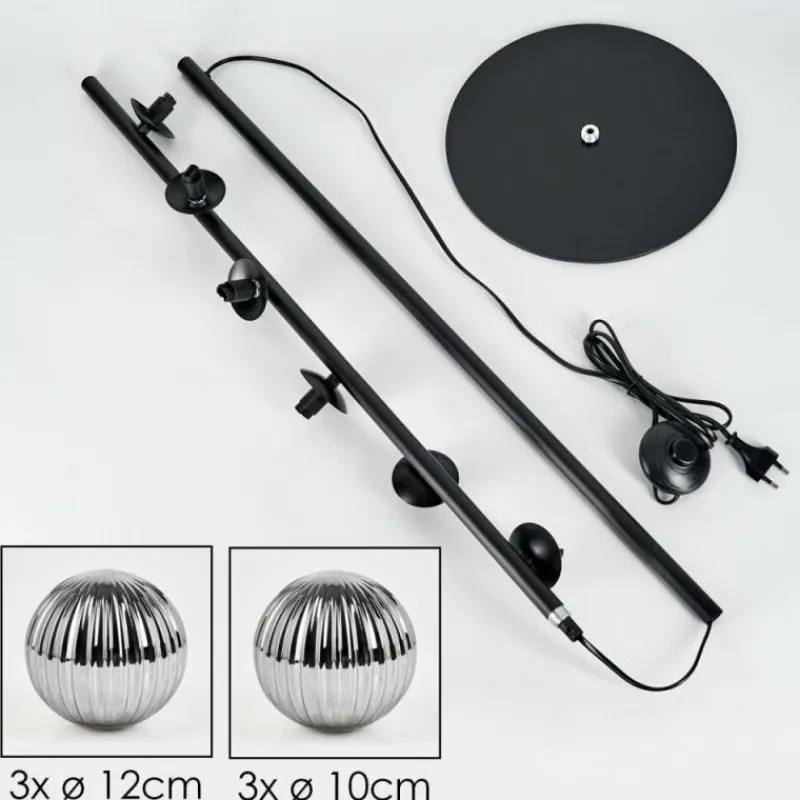 hofstein Lampadaire - Verre 10 cm, 12 cm Remaisnil Fumé, 6 lumières