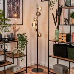 hofstein Lampadaire - Verre 10 cm, 12 cm Remaisnil Fumé, 6 lumières