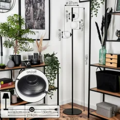 hofstein Lampadaire - Verre 10 cm, 12 cm Remaisnil Blanc, 3 lumières