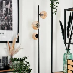 hofstein Lampadaire - Verre 10 cm, 12 cm Remaisnil Ambre, 3 lumières