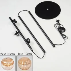 hofstein Lampadaire - Verre 10 cm, 12 cm Remaisnil Ambre, 3 lumières