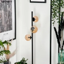 hofstein Lampadaire - Verre 10 cm, 12 cm Remaisnil Ambre, 3 lumières