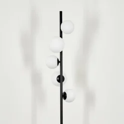 hofstein Lampadaire - Verre 10 cm, 12 cm Remaisnil Blanc, 5 lumières