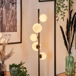 hofstein Lampadaire - Verre 10 cm, 12 cm Remaisnil Blanc, 5 lumières