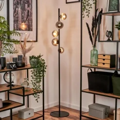 hofstein Lampadaire - Verre 10 cm, 12 cm Remaisnil Fumé, 5 lumières