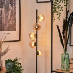 hofstein Lampadaire - Verre 10 cm, 12 cm Remaisnil Ambre, 5 lumières