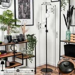 hofstein Lampadaire - Verre 10 cm, 12 cm Remaisnil Blanc, 5 lumières