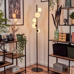 hofstein Lampadaire - Verre 10 cm, 12 cm Remaisnil Blanc, 5 lumières