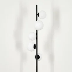 hofstein Lampadaire - Verre 10 cm, 12 cm Remaisnil Blanc, 5 lumières