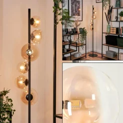 hofstein Lampadaire - Verre 10 cm, 12 cm, 15 cm Remaisnil Ambre, Clair, 6 lumières