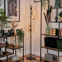 hofstein Lampadaire - Verre 10 cm, 12 cm, 15 cm Remaisnil Ambre, Clair, 6 lumières