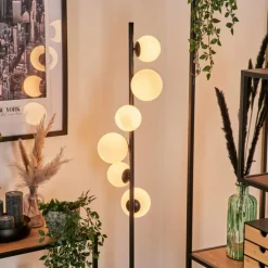 hofstein Lampadaire - Verre 10 cm, 12 cm Remaisnil Blanc, 6 lumières