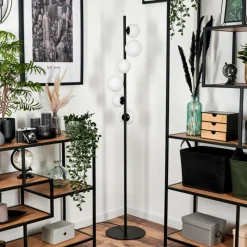 hofstein Lampadaire - Verre 10 cm, 12 cm Remaisnil Blanc, 6 lumières