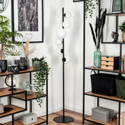 hofstein Lampadaire - Verre 10 cm, 12 cm, 15 cm Remaisnil Blanc, 6 lumières