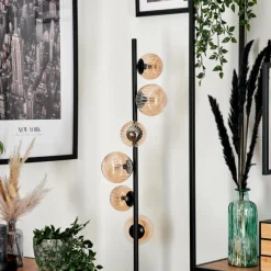 hofstein Lampadaire - Verre 10 cm, 12 cm Remaisnil Ambre, 6 lumières