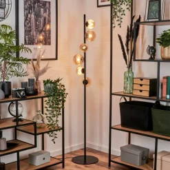 hofstein Lampadaire - Verre 10 cm, 12 cm Remaisnil Ambre, 6 lumières