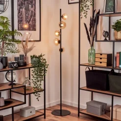 hofstein Lampadaire - Verre 10 cm, 12 cm Remaisnil Ambre, Clair, 5 lumières