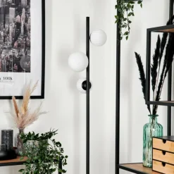 hofstein Lampadaire - Verre 10 cm, 12 cm Remaisnil Blanc, 3 lumières