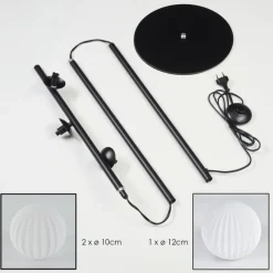 hofstein Lampadaire - Verre 10 cm, 12 cm Remaisnil Blanc, 3 lumières