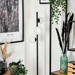 hofstein Lampadaire - Verre 10 cm, 12 cm Remaisnil Blanc, 3 lumières