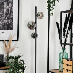 hofstein Lampadaire - Verre 10 cm, 12 cm Remaisnil Fumé, 3 lumières