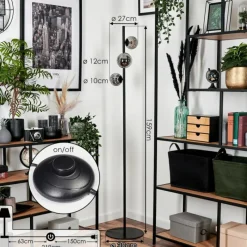 hofstein Lampadaire - Verre 10 cm, 12 cm Remaisnil Fumé, 3 lumières