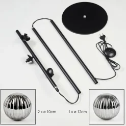 hofstein Lampadaire - Verre 10 cm, 12 cm Remaisnil Fumé, 3 lumières