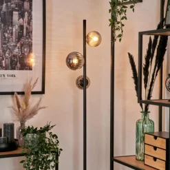 hofstein Lampadaire - Verre 10 cm, 12 cm Remaisnil Fumé, 3 lumières