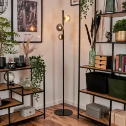 hofstein Lampadaire - Verre 10 cm, 12 cm Remaisnil Fumé, 3 lumières