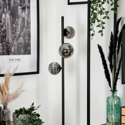 hofstein Lampadaire - Verre 10 cm, 12 cm Remaisnil Fumé, 3 lumières