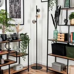 hofstein Lampadaire - Verre 10 cm, 12 cm Remaisnil Ambre, Fumé, 3 lumières